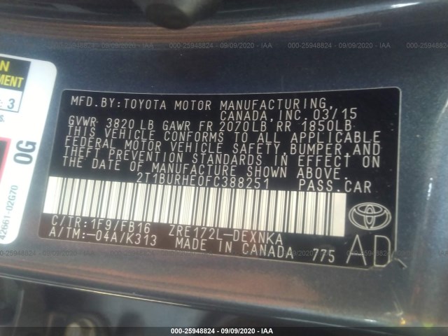 Photo 8 VIN: 2T1BURHE0FC388251 - TOYOTA COROLLA 