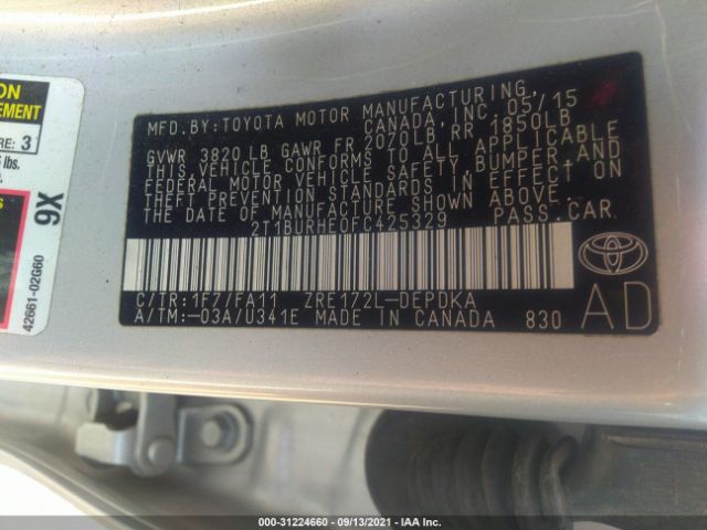 Photo 8 VIN: 2T1BURHE0FC425329 - TOYOTA COROLLA 