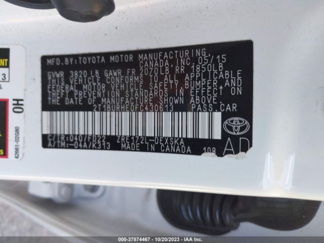 Photo 8 VIN: 2T1BURHE0FC430613 - TOYOTA COROLLA 