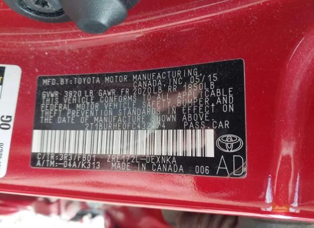 Photo 8 VIN: 2T1BURHE0FC432474 - TOYOTA COROLLA 