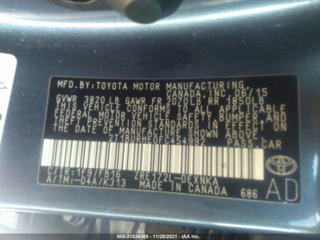 Photo 8 VIN: 2T1BURHE0FC454992 - TOYOTA COROLLA 