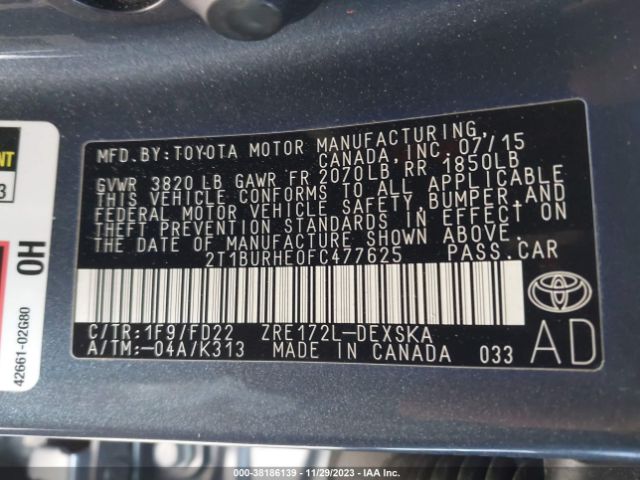 Photo 8 VIN: 2T1BURHE0FC477625 - TOYOTA COROLLA 