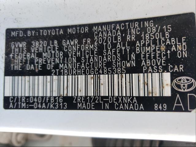 Photo 9 VIN: 2T1BURHE0GC485385 - TOYOTA COROLLA 