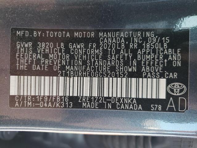 Photo 9 VIN: 2T1BURHE0GC520152 - TOYOTA COROLLA L 