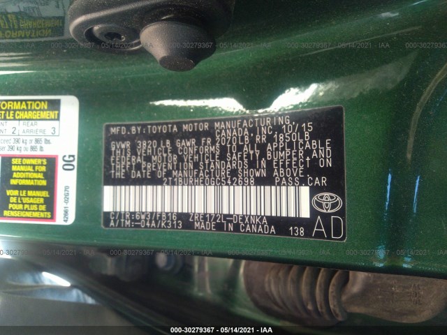 Photo 8 VIN: 2T1BURHE0GC542698 - TOYOTA COROLLA 