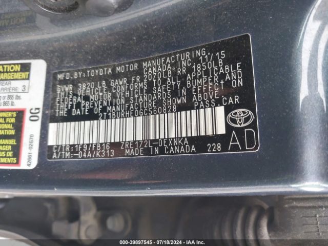 Photo 8 VIN: 2T1BURHE0GC560828 - TOYOTA COROLLA 