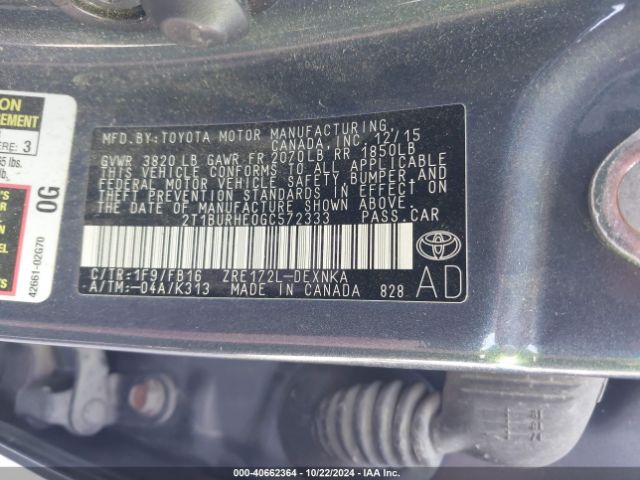 Photo 8 VIN: 2T1BURHE0GC572333 - TOYOTA COROLLA 