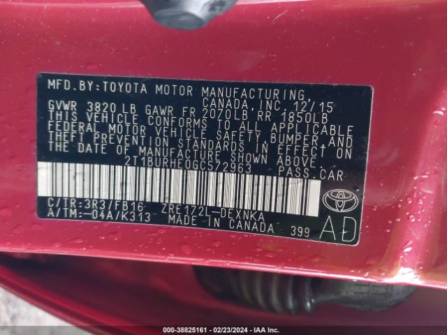 Photo 8 VIN: 2T1BURHE0GC572963 - TOYOTA COROLLA 