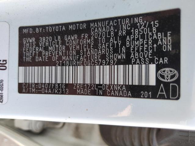 Photo 11 VIN: 2T1BURHE0GC579797 - TOYOTA COROLLA L 