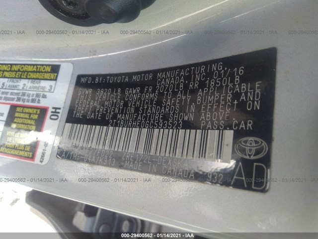 Photo 8 VIN: 2T1BURHE0GC593523 - TOYOTA COROLLA 