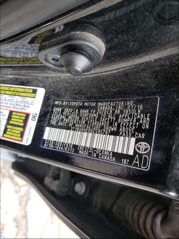 Photo 9 VIN: 2T1BURHE0GC595787 - TOYOTA COROLLA L 