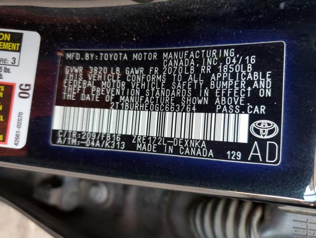 Photo 11 VIN: 2T1BURHE0GC663764 - TOYOTA COROLLA L 