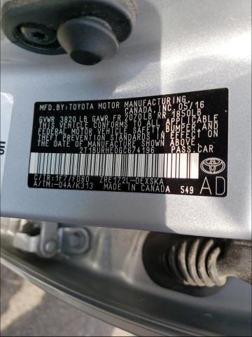 Photo 9 VIN: 2T1BURHE0GC674196 - TOYOTA COROLLA L 