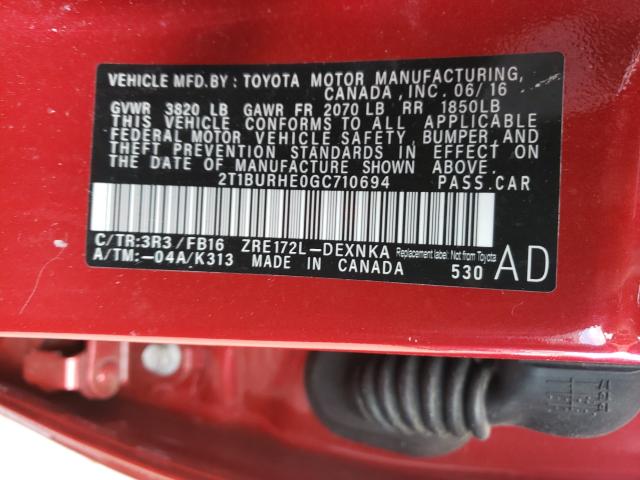 Photo 9 VIN: 2T1BURHE0GC710694 - TOYOTA UK 