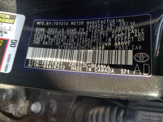 Photo 9 VIN: 2T1BURHE0HC756088 - TOYOTA COROLLA L 