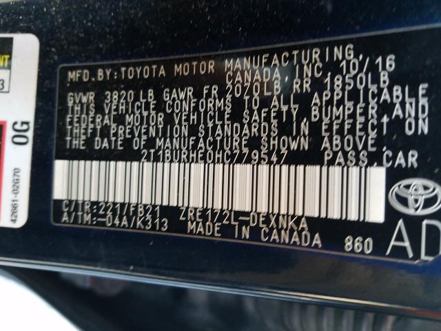 Photo 9 VIN: 2T1BURHE0HC779547 - TOYOTA COROLLA L 