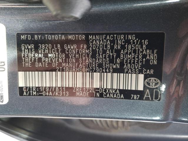 Photo 9 VIN: 2T1BURHE0HC790449 - TOYOTA COROLLA L 