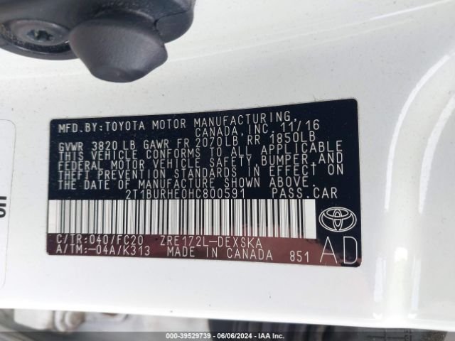 Photo 8 VIN: 2T1BURHE0HC800591 - TOYOTA COROLLA 