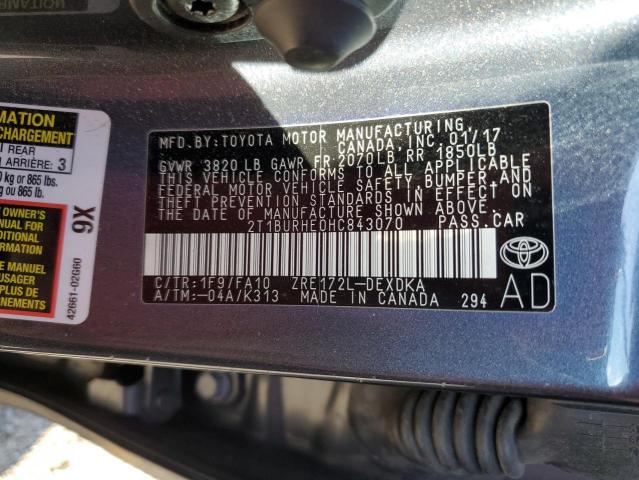 Photo 12 VIN: 2T1BURHE0HC843070 - TOYOTA COROLLA L 