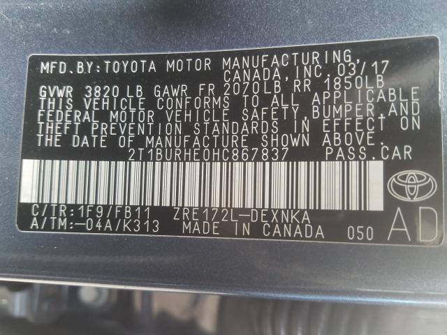 Photo 9 VIN: 2T1BURHE0HC867837 - TOYOTA COROLLA 