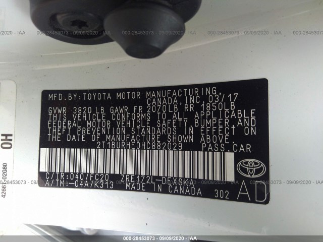 Photo 8 VIN: 2T1BURHE0HC882029 - TOYOTA COROLLA 