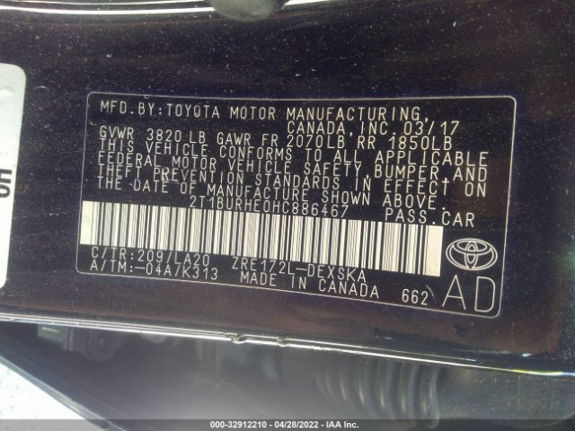 Photo 8 VIN: 2T1BURHE0HC886467 - TOYOTA COROLLA 