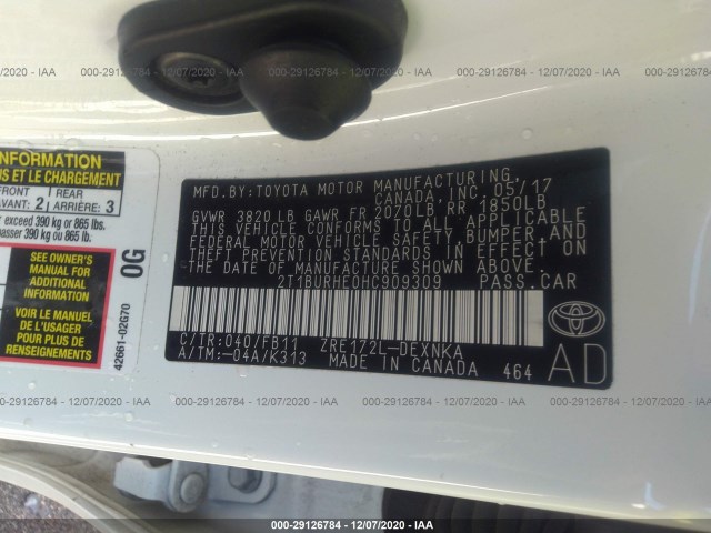 Photo 8 VIN: 2T1BURHE0HC909309 - TOYOTA COROLLA 