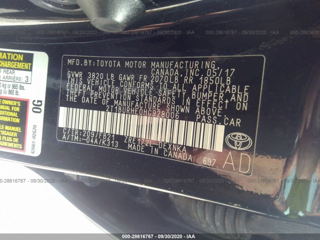 Photo 8 VIN: 2T1BURHE0HC928006 - TOYOTA COROLLA 