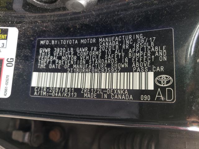 Photo 9 VIN: 2T1BURHE0HC935957 - TOYOTA COROLLA L 