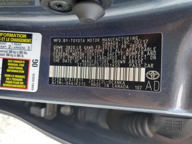 Photo 12 VIN: 2T1BURHE0JC001450 - TOYOTA COROLLA L 