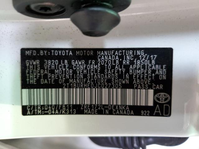 Photo 11 VIN: 2T1BURHE0JC027305 - TOYOTA COROLLA L 