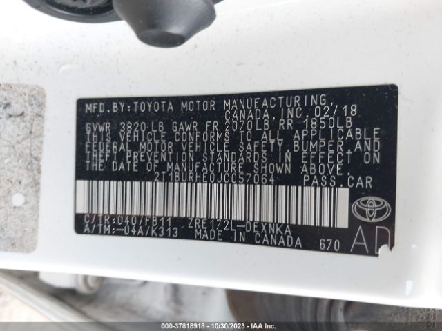 Photo 8 VIN: 2T1BURHE0JC057064 - TOYOTA COROLLA 