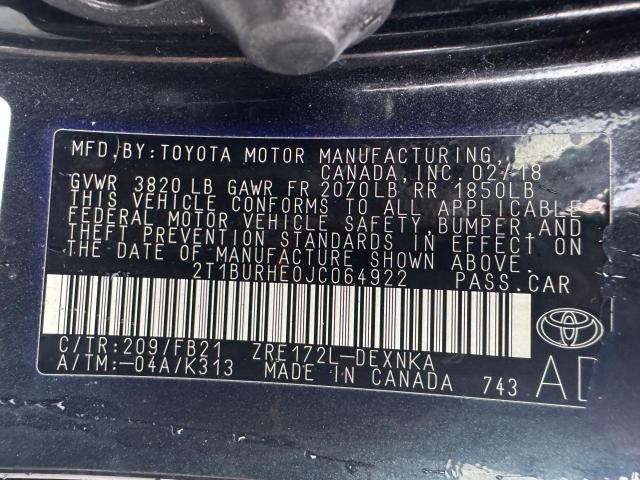 Photo 9 VIN: 2T1BURHE0JC064922 - TOYOTA COROLLA L 