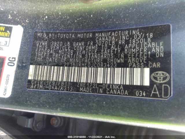 Photo 8 VIN: 2T1BURHE0JC083423 - TOYOTA COROLLA 