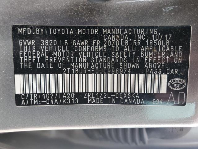 Photo 11 VIN: 2T1BURHE0JC996974 - TOYOTA COROLLA L 