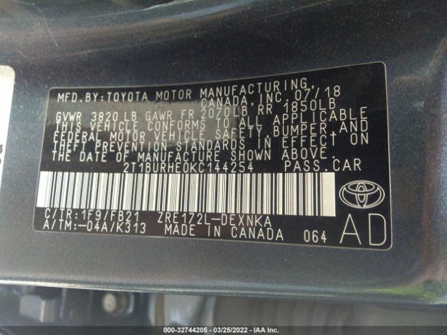 Photo 8 VIN: 2T1BURHE0KC144254 - TOYOTA COROLLA 