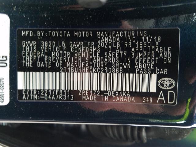 Photo 9 VIN: 2T1BURHE0KC210866 - TOYOTA COROLLA L 