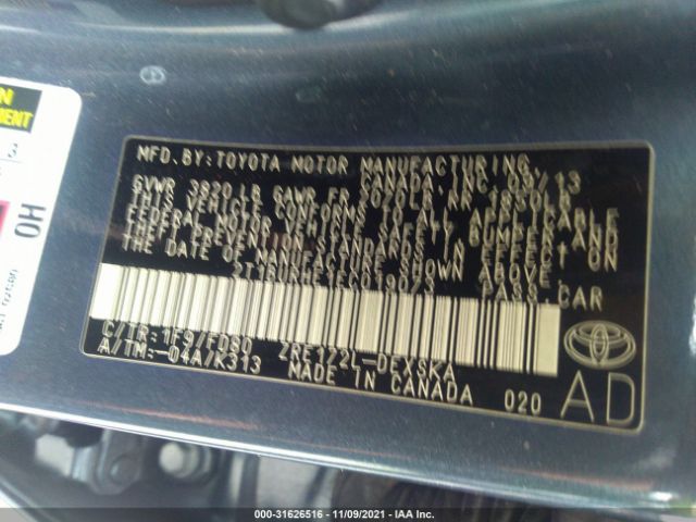 Photo 8 VIN: 2T1BURHE1EC019073 - TOYOTA COROLLA 