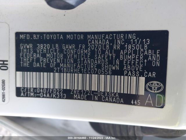 Photo 8 VIN: 2T1BURHE1EC070556 - TOYOTA COROLLA 