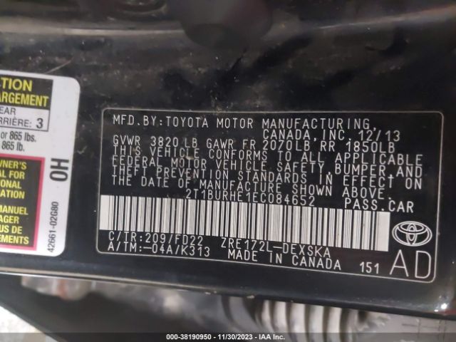 Photo 8 VIN: 2T1BURHE1EC084652 - TOYOTA COROLLA 