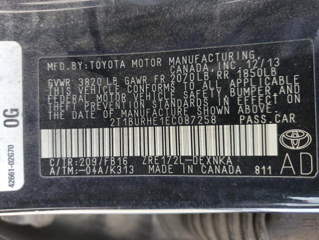 Photo 11 VIN: 2T1BURHE1EC087258 - TOYOTA COROLLA L 