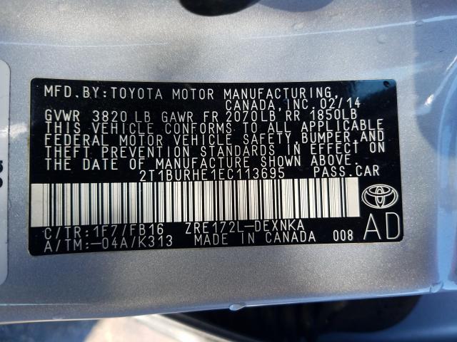 Photo 9 VIN: 2T1BURHE1EC113695 - TOYOTA COROLLA L 