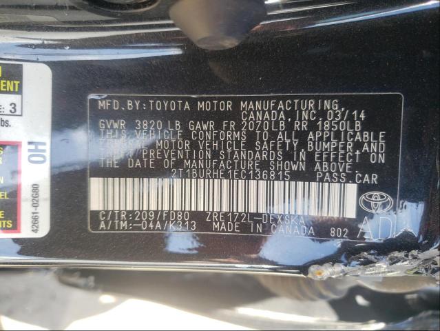 Photo 9 VIN: 2T1BURHE1EC136815 - TOYOTA COROLLA L 