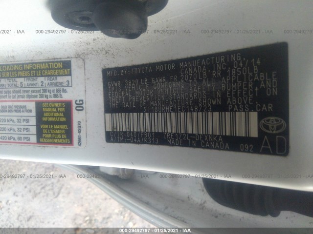 Photo 8 VIN: 2T1BURHE1EC148723 - TOYOTA COROLLA 