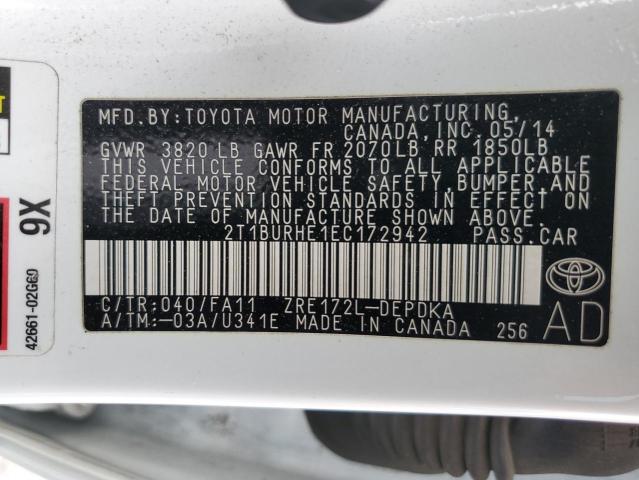 Photo 11 VIN: 2T1BURHE1EC172942 - TOYOTA COROLLA L 