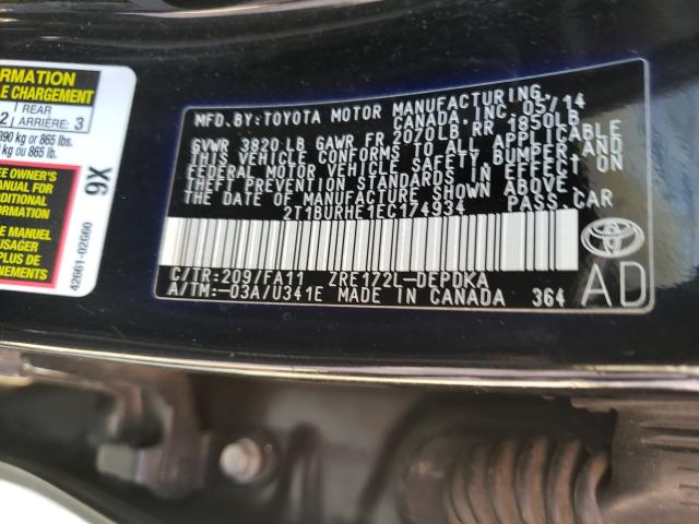 Photo 9 VIN: 2T1BURHE1EC174934 - TOYOTA COROLLA L 