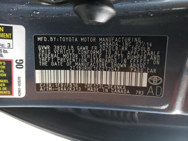 Photo 9 VIN: 2T1BURHE1EC212047 - TOYOTA COROLLA L 