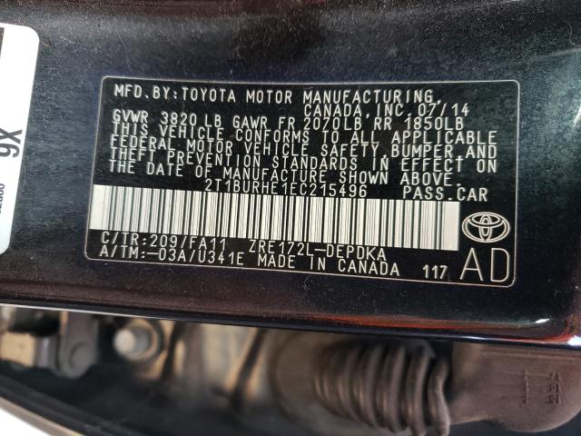 Photo 9 VIN: 2T1BURHE1EC215496 - TOYOTA COROLLA L 