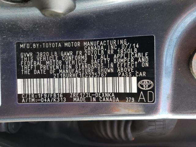 Photo 9 VIN: 2T1BURHE1EC225767 - TOYOTA COROLLA L 