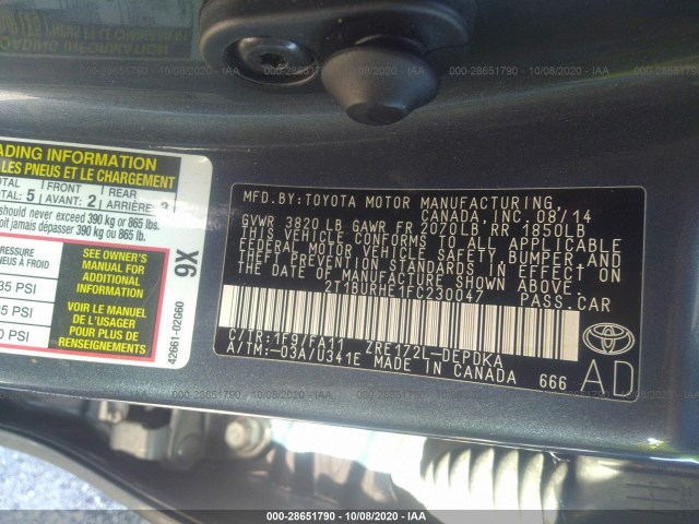 Photo 8 VIN: 2T1BURHE1FC230047 - TOYOTA COROLLA 